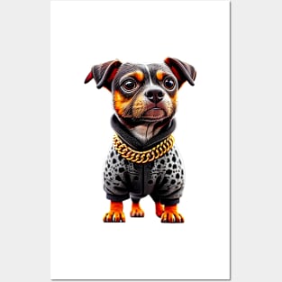 Leopard Chic: Dachshund in Trendy Coat and Bold Necklace Tee Posters and Art